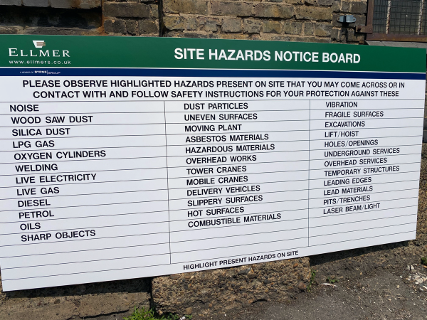 Printed 5mm Foamex Hazard Notice Board