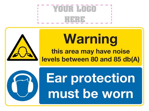 Warning This Area May Have High Noise Levels Between 80 And 85 Db Ear Protection Must Be Worn Sign
