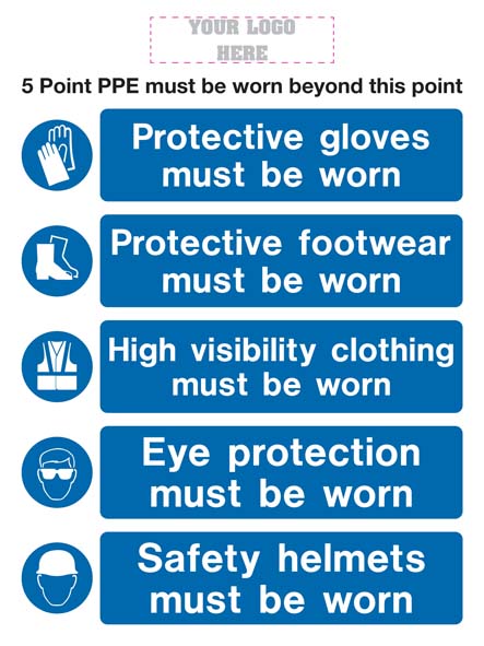 5 Point PPE Must Be Worn Beyond This Point Sign