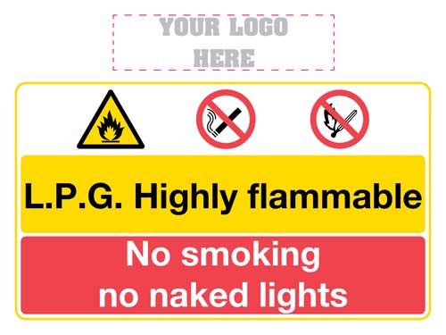 L.P.G. Highly Flammable No Smoking No Naked Lights Sign