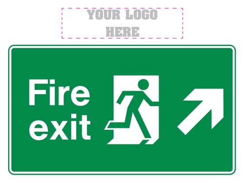 Fire Exit Right & Up Sign
