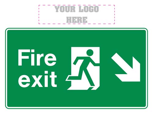 Fire Exit Right & Down Sign